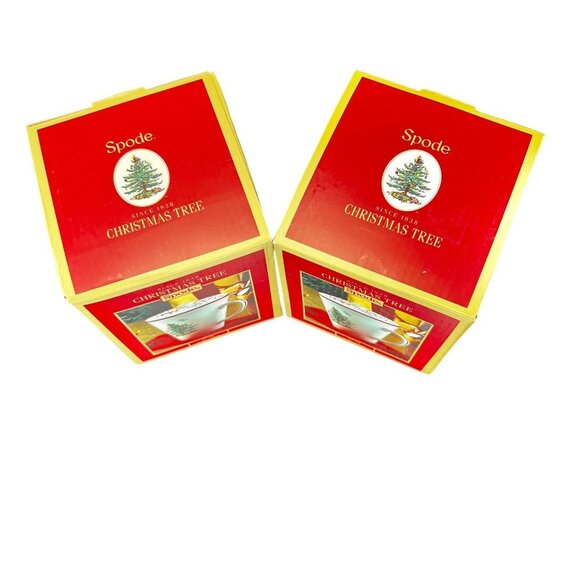 Spode Christmas Tree Red Trim Handle Mug 14 oz Holiday Original Box Lot of 2 NEW - Picture 5 of 13